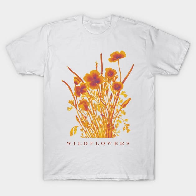 Orange Wildflowers T-Shirt by vintageinspired